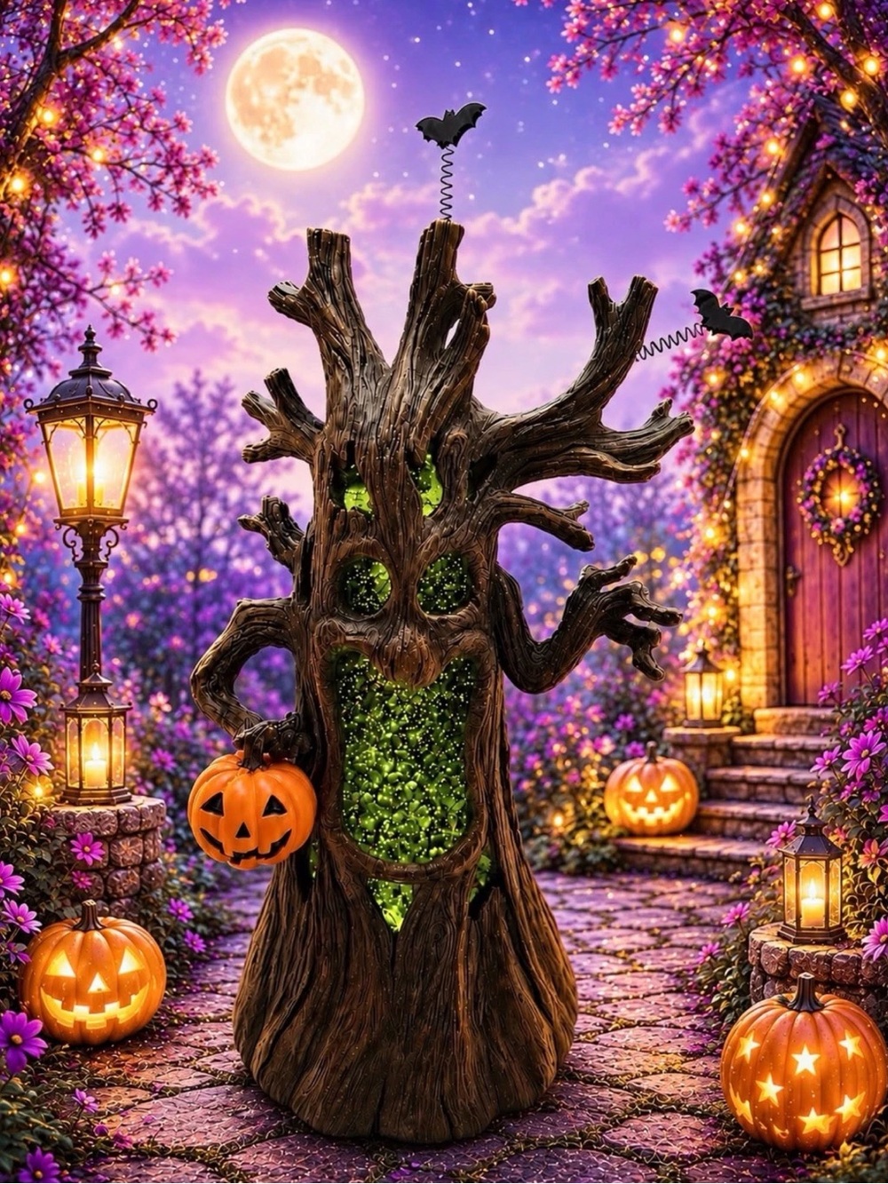 Cracker Barrel Glowing Halloween Spooky Glitter Globe Tree